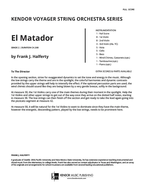 Kendor Music El Matador partitura pro smyčce španělská