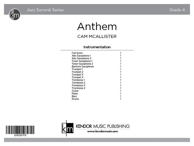 Kendor Music Anthem partitura Full Score koncertní