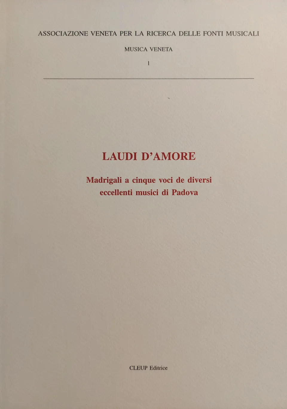 Armelin Musica Laudi d’amore noty vokální vydání
