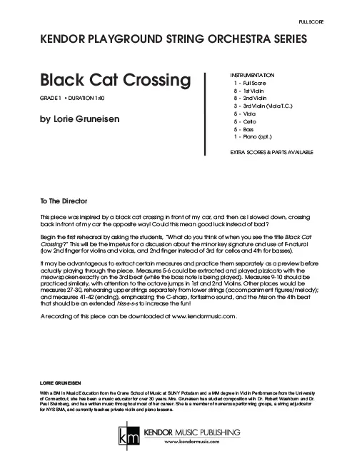 Kendor Black Cat Crossing partitura pro smyčce 1:40
