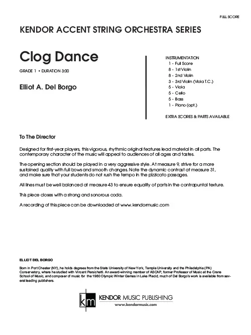 Kendor Music Clog Dance partitura Full Score smyčce