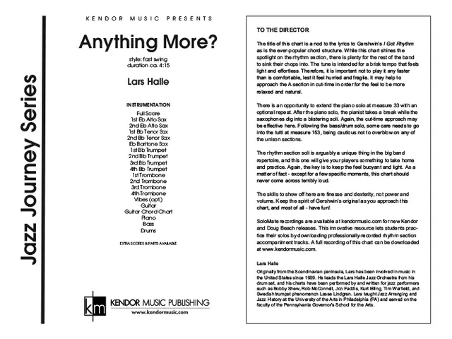 Kendor Music Anything More? partitura full score bebop