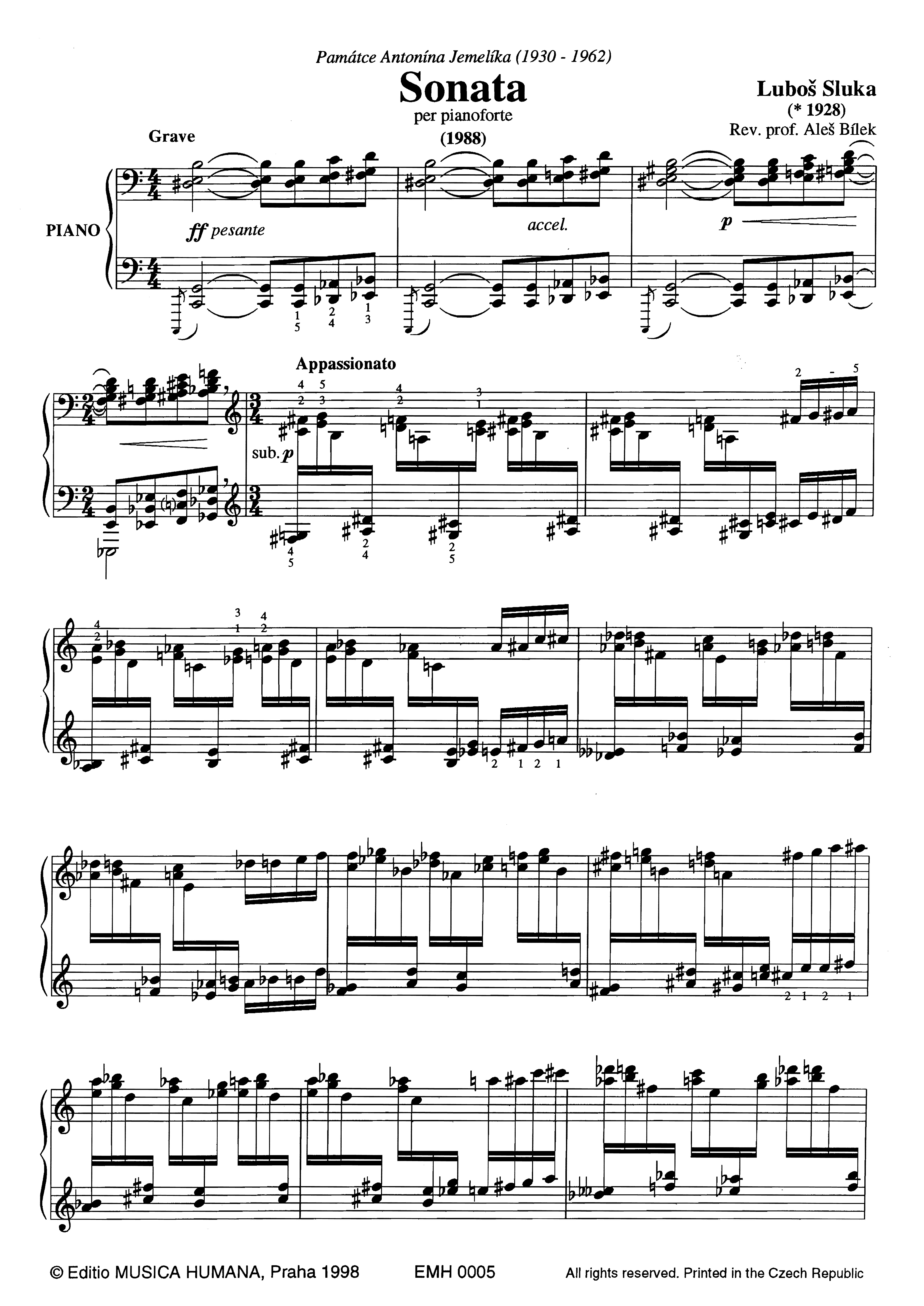 Editio Musica Humana SONATA noty pro basklarinet a klavír 36 stran