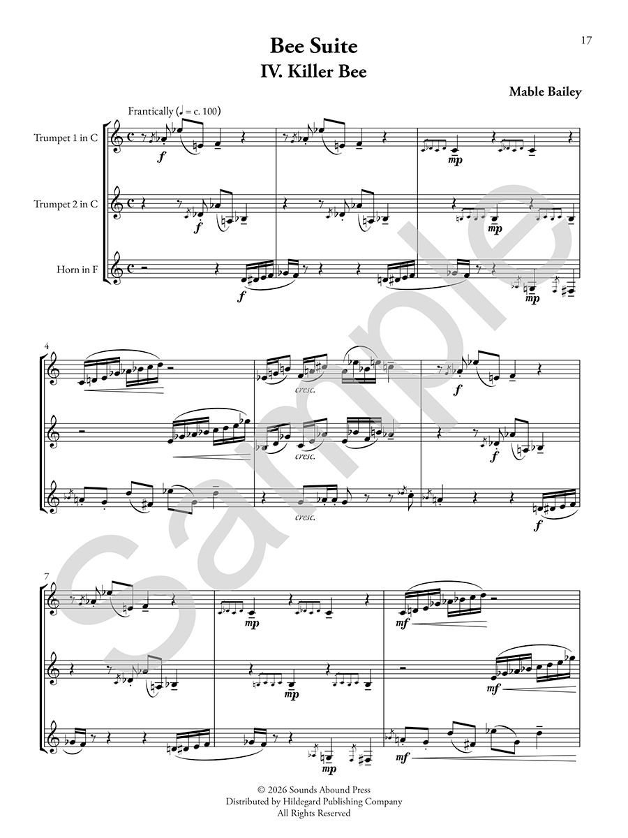 Hildegard Bee Suite Mable Bailey noty pro žesťové trio