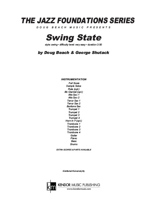 Kendor Music Swing State partitura pro snadný swing
