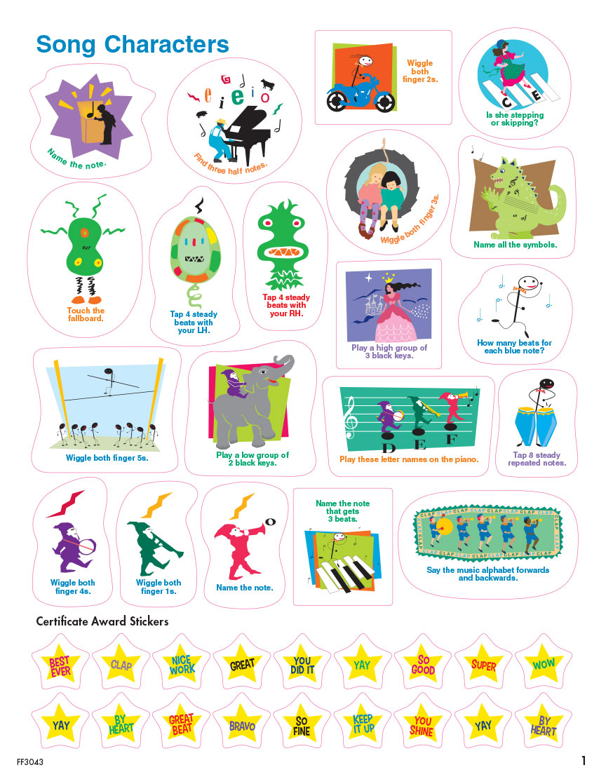 Faber Piano Adventures Sticker Book samolepky 300 ks