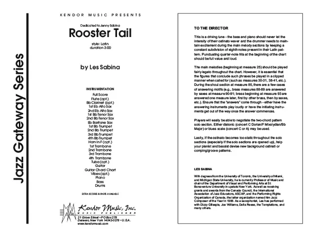 Kendor Music Rooster Tail partitura pro big band latin
