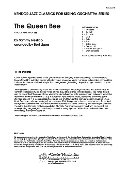 Kendor Music The Queen Bee partitura smyčcový orchestr