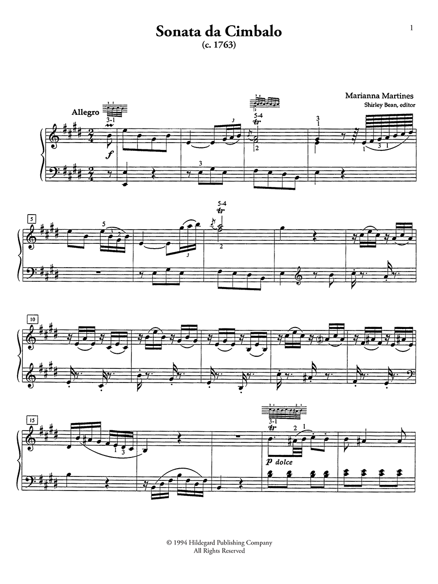 Hildegard Publishing Marianna Martines Three Sonatas klavírní noty
