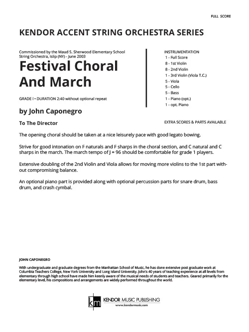 Kendor Music Festival Choral And March partitura Full Score