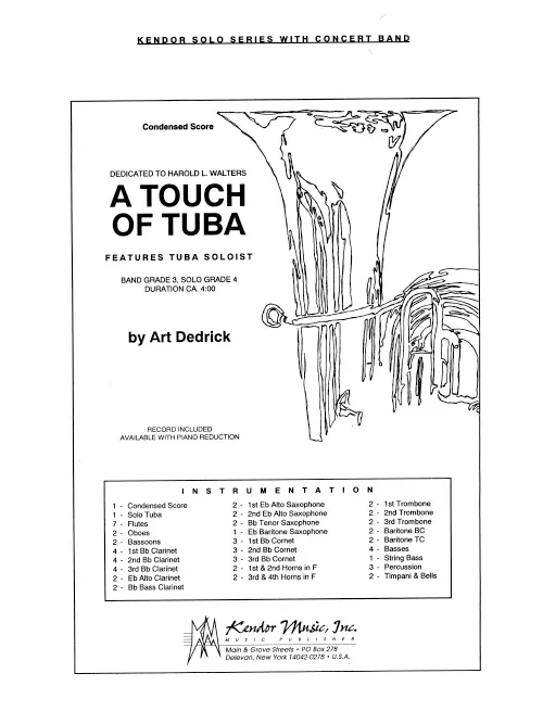 Kendor Music A Touch Of Tuba partitura grade 3