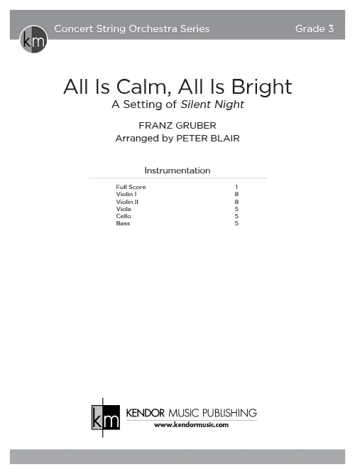 Kendor Music All Is Calm, All Is Bright partitura full score jazz