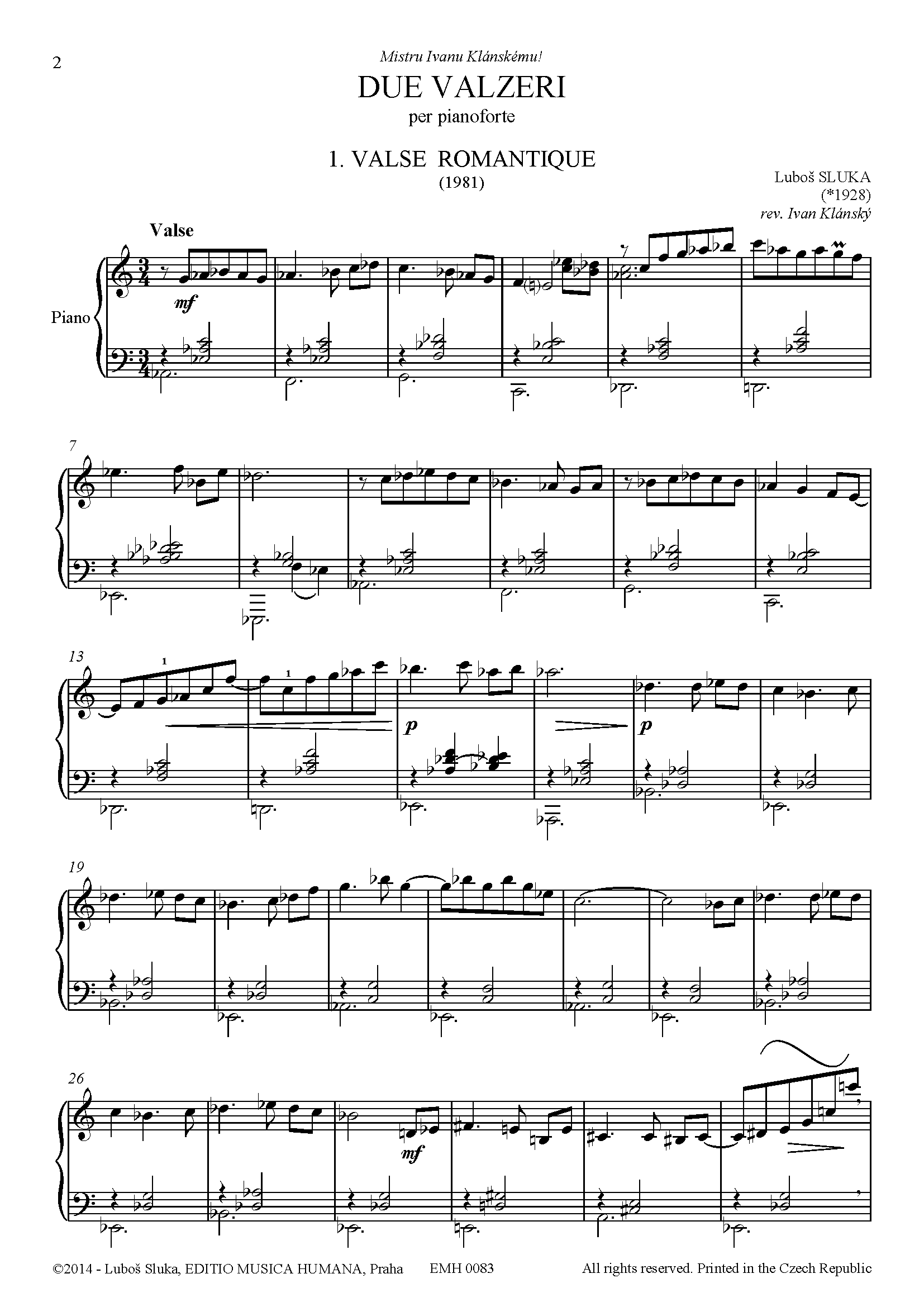 Editio Musica Humana Due Valzeri noty pro klavír 14 stran