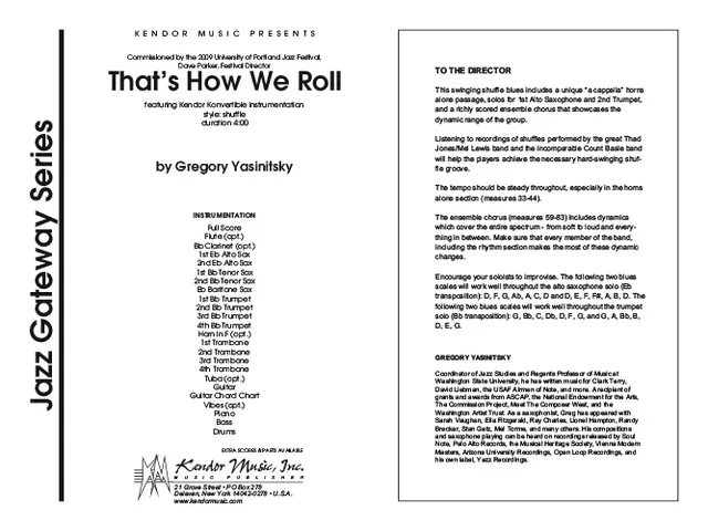 Kendor Music That's How We Roll partitura full score shuffle