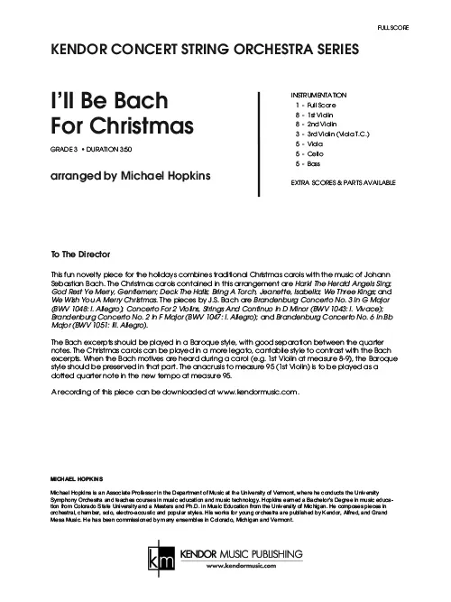 Kendor Music I’ll Be Bach For Christmas partitura