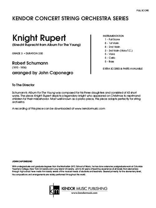 Kendor Music Knight Rupert partitura pro smyčce grade 3