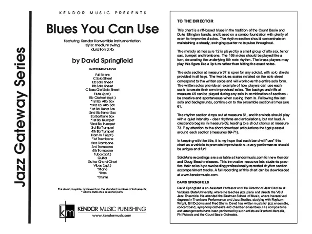 Kendor Music Blues You Can Use partitura full score swing
