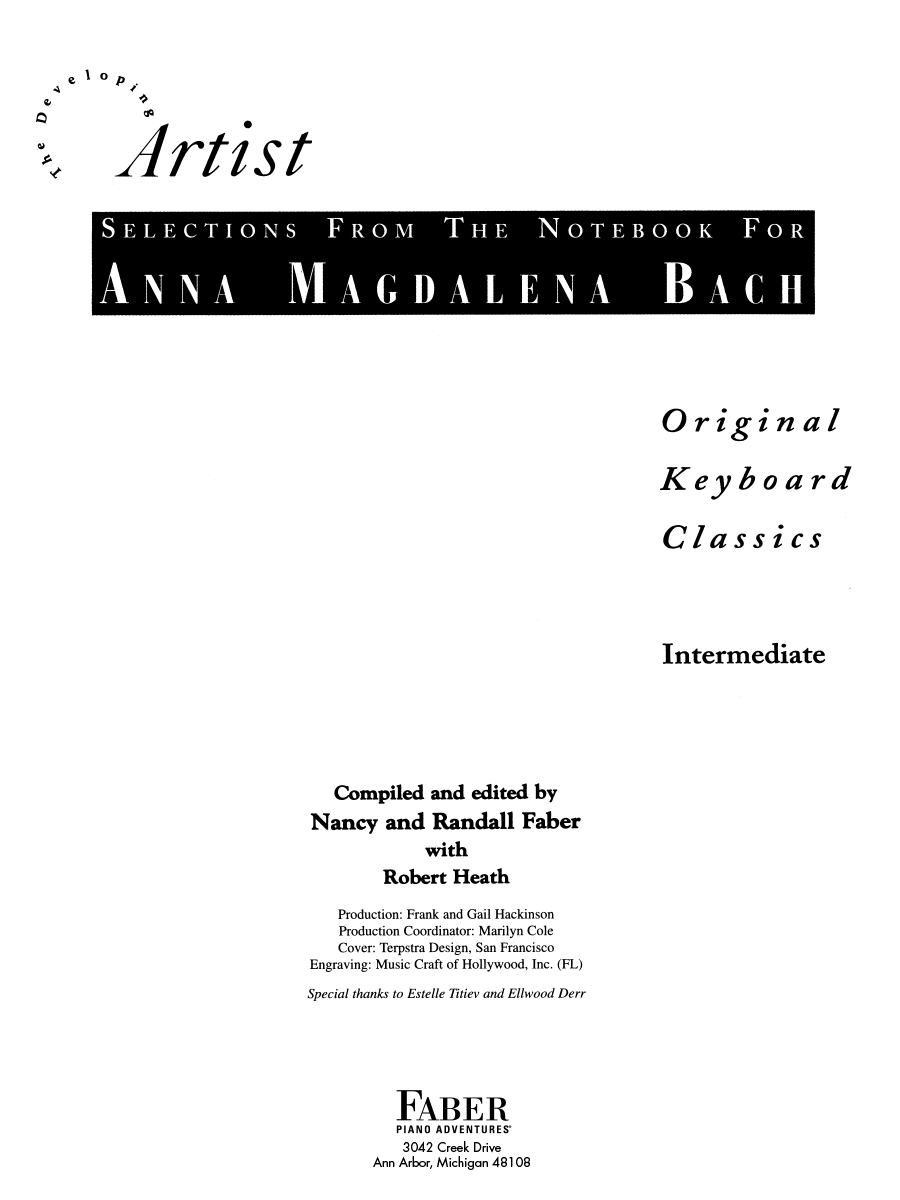 Faber Piano Adventures Selections from the Notebook for Anna Magdalena Bach noty