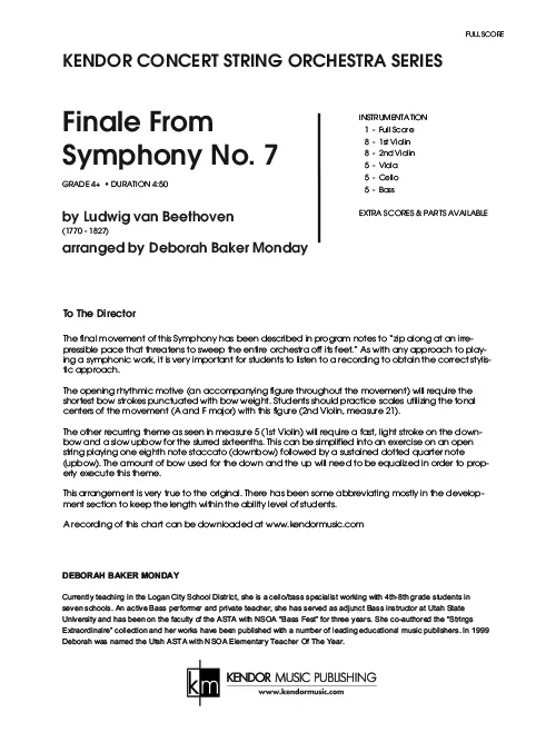 Kendor Music Finale From Symphony No. 7 noty full score orchestr