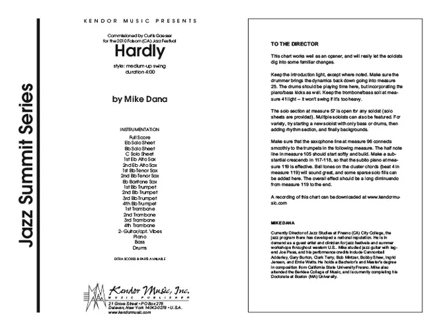 Kendor Music Hardly partitura Full Score swing