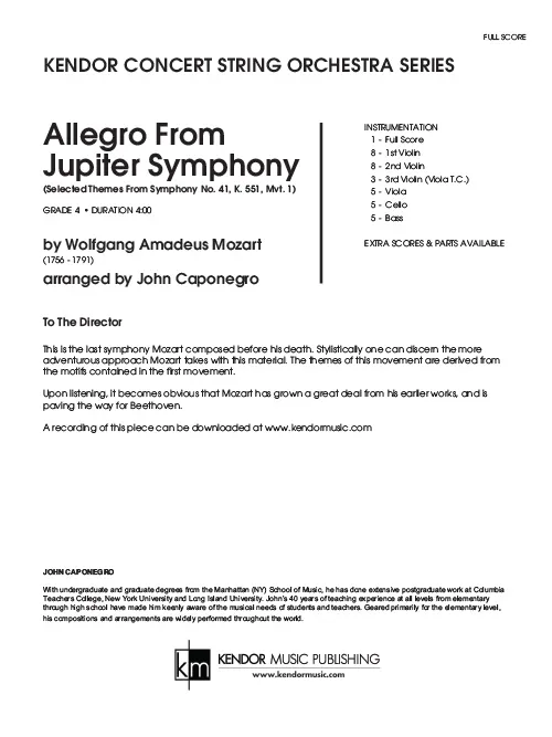 Kendor Music Allegro From Jupiter Symphony partitura stupeň 4