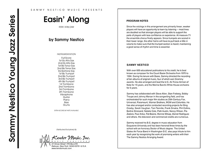 Kendor Music Easin’ Along partitura Full Score lehký jazz
