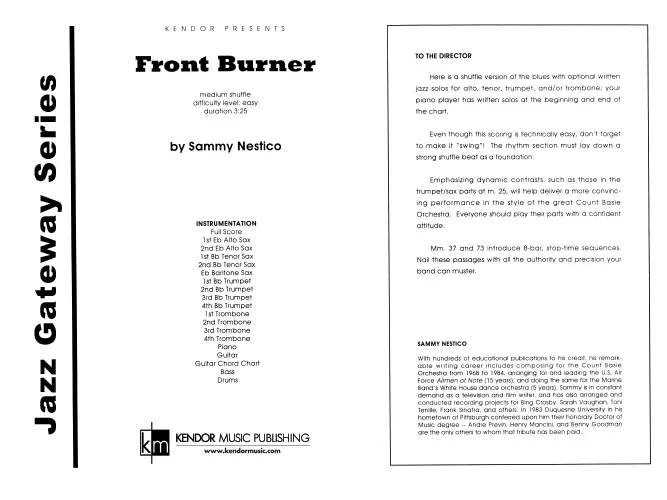 Kendor Music Front Burner Full Score partitura
