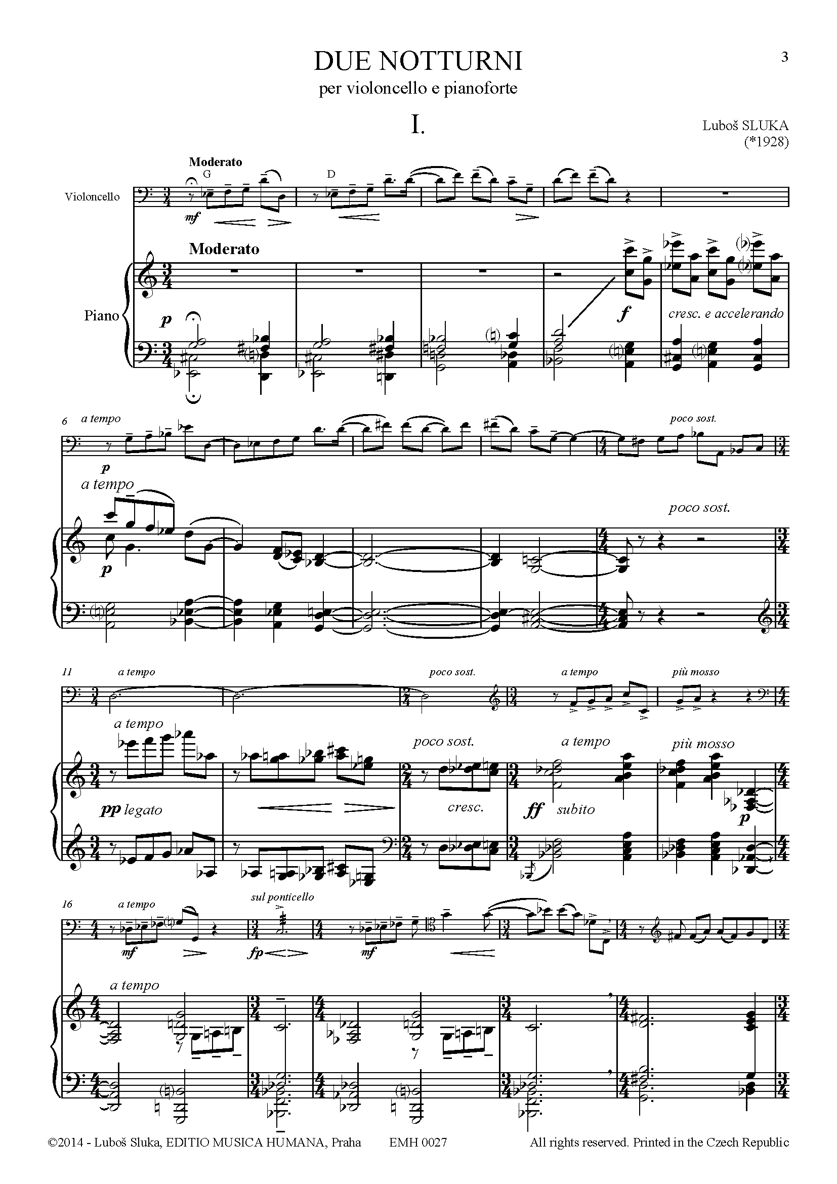 Editio Musica Humana Due Notturni noty violoncello klavír 32 stran