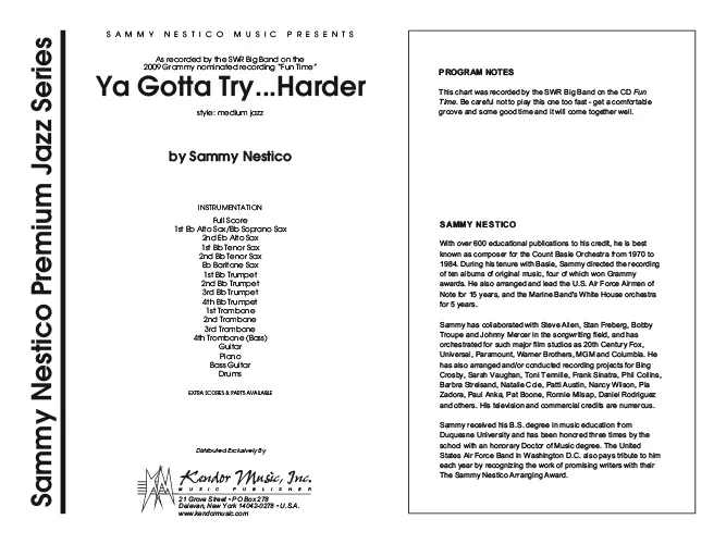 Kendor Music Ya Gotta Try Harder partitura Full Score groove