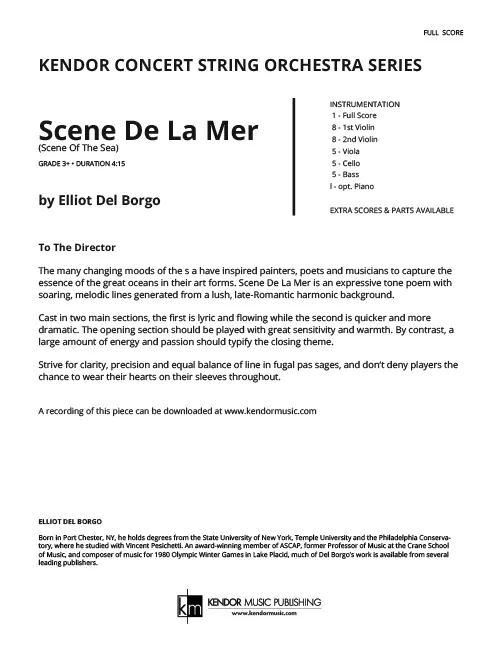 Kendor Music Scene De La Mer partitura smyčce