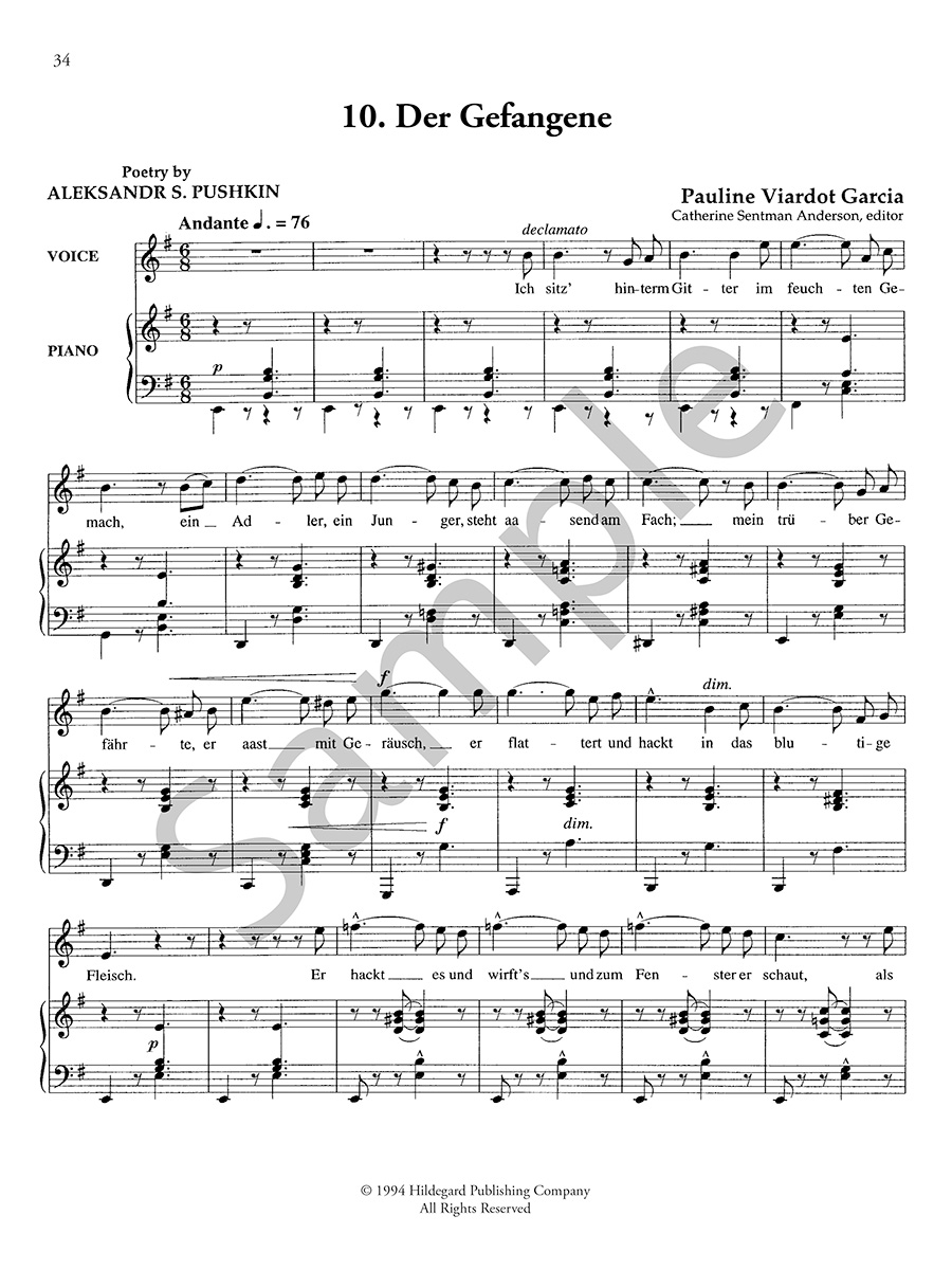 Hildegard Publishing Twelve Lieder Viardot noty hlas klavír