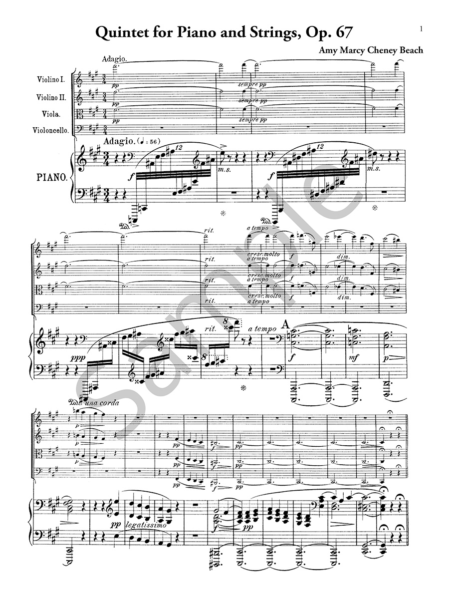 Hildegard Publishing Company Quintet Op. 67 partitura Amy Beach