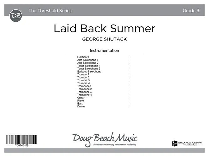 Kendor Music Laid Back Summer partitura alt sax trubka 12/8
