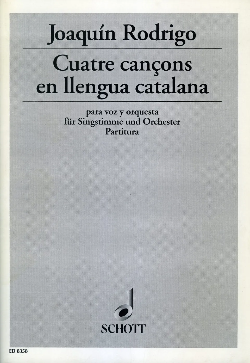 Ediciones Joaquín Rodrigo Quatre cançons partitura hlas orchestr