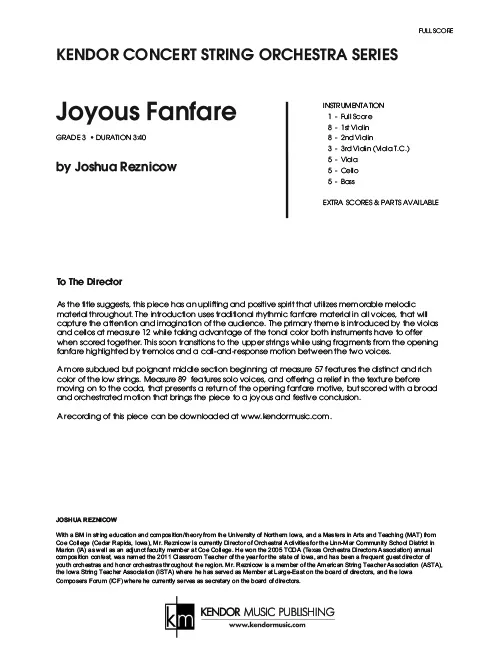 Kendor Music Joyous Fanfare partitura smyčcový orchestr