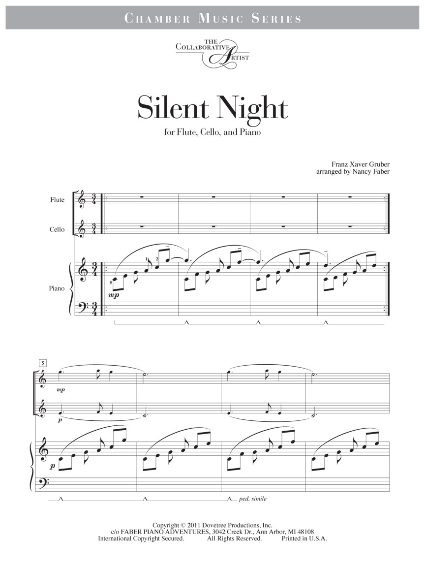 Faber Piano Adventures Silent Night noty pro flétnu cello klavír