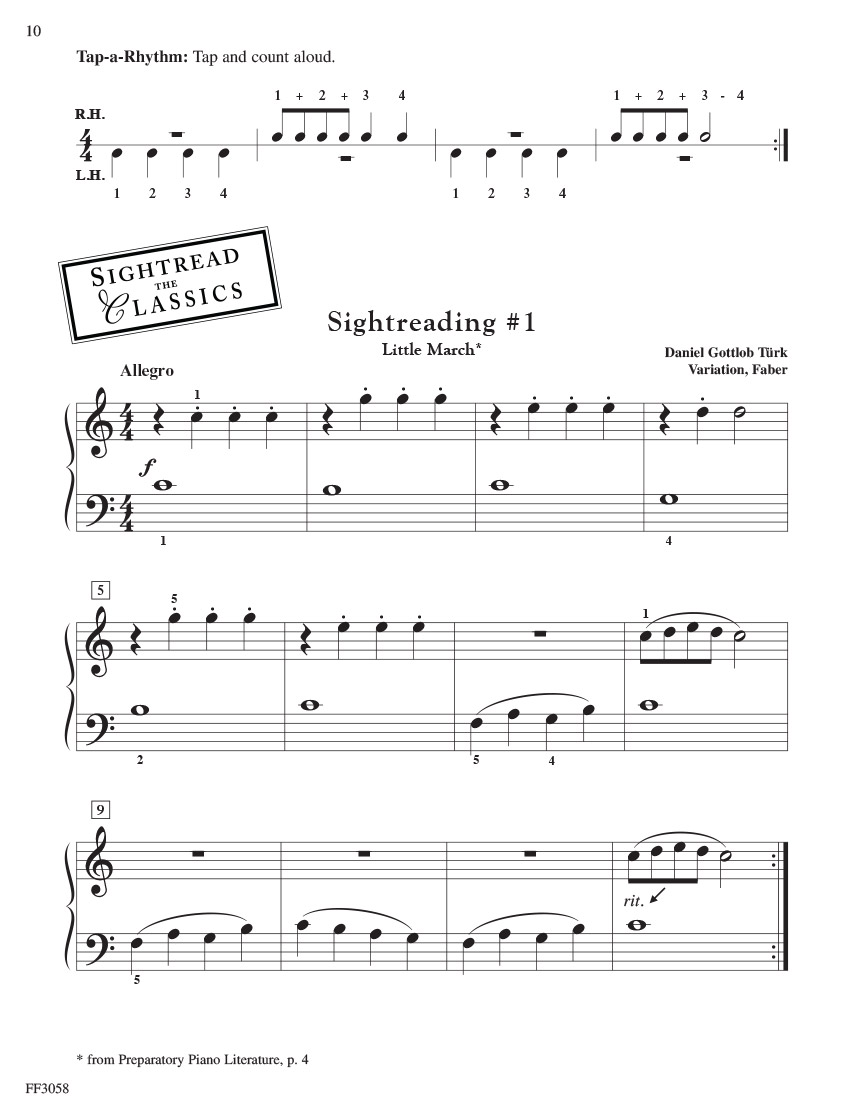 Faber Piano Adventures Developing Artist Preparatory Sightreading