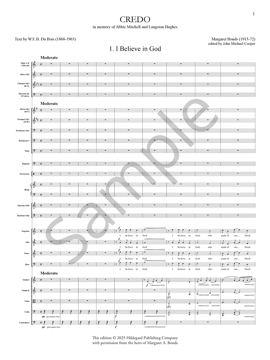 Hildegard Credo studijní partitura Margaret Bonds orchestr