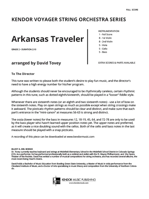 Kendor Music Arkansas Traveler partitura Full Score fiddle