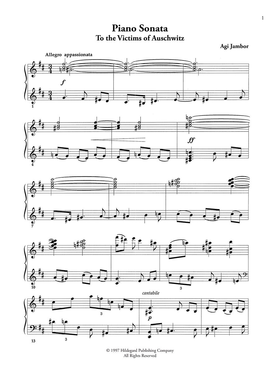 Hildegard Publishing Piano Sonata Agi Jambor noty pro klavír tištěné