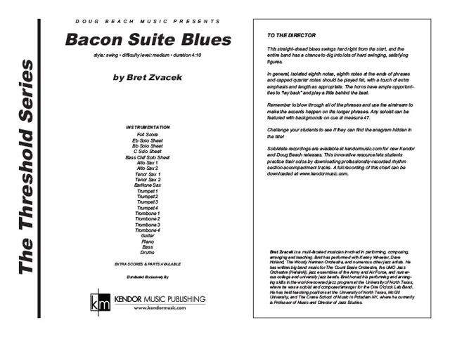 Kendor Music Bacon Suite Blues Full Score partitura swing