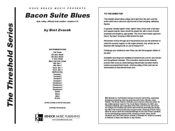 Kendor Music Bacon Suite Blues Full Score partitura swing