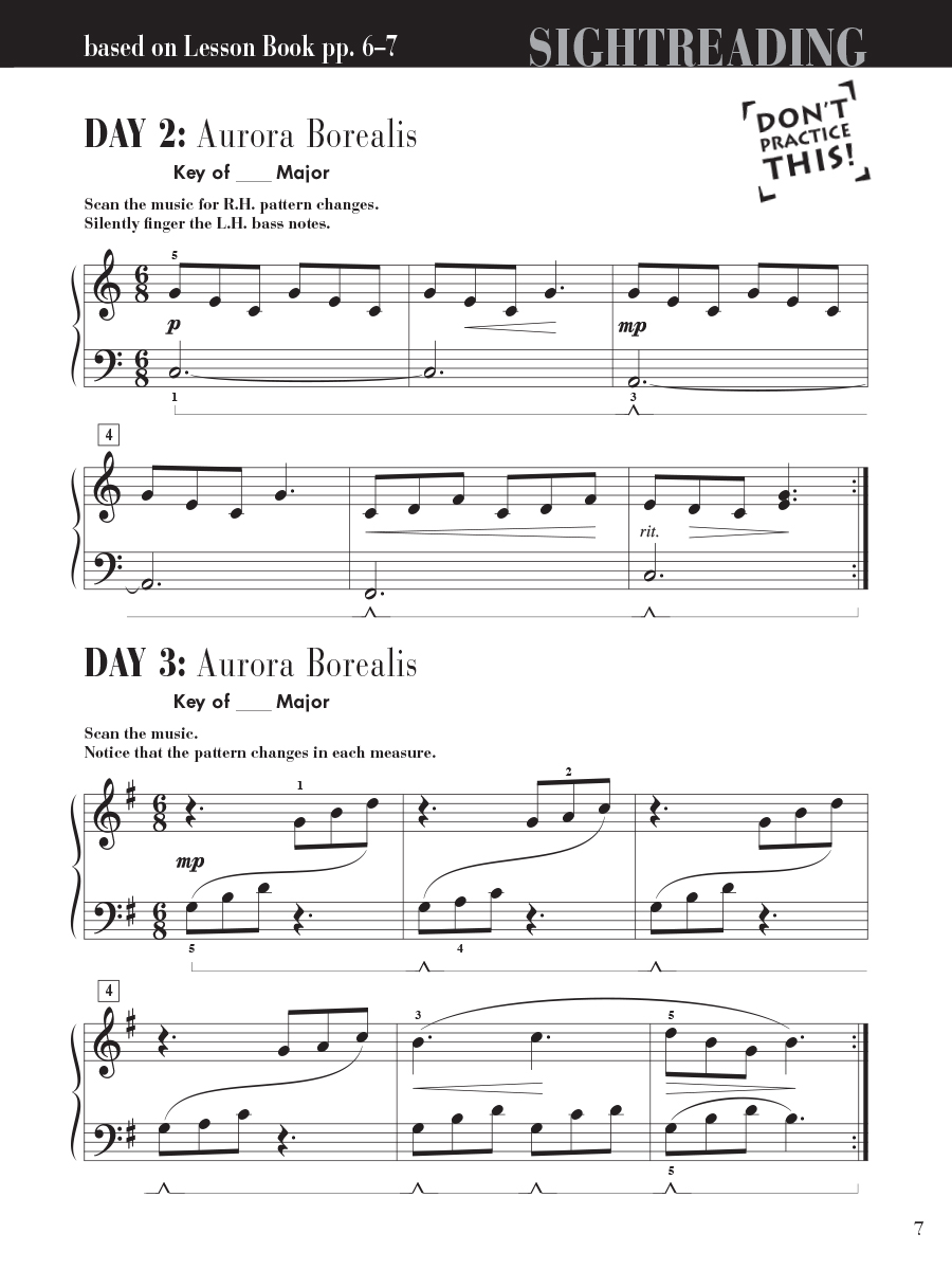 Faber Piano Adventures Level 4 Sightreading Book noty