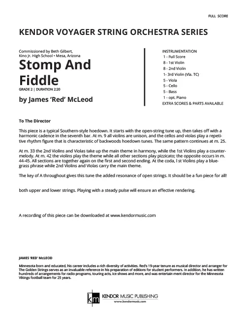 Kendor Music Stomp And Fiddle partitura full score
