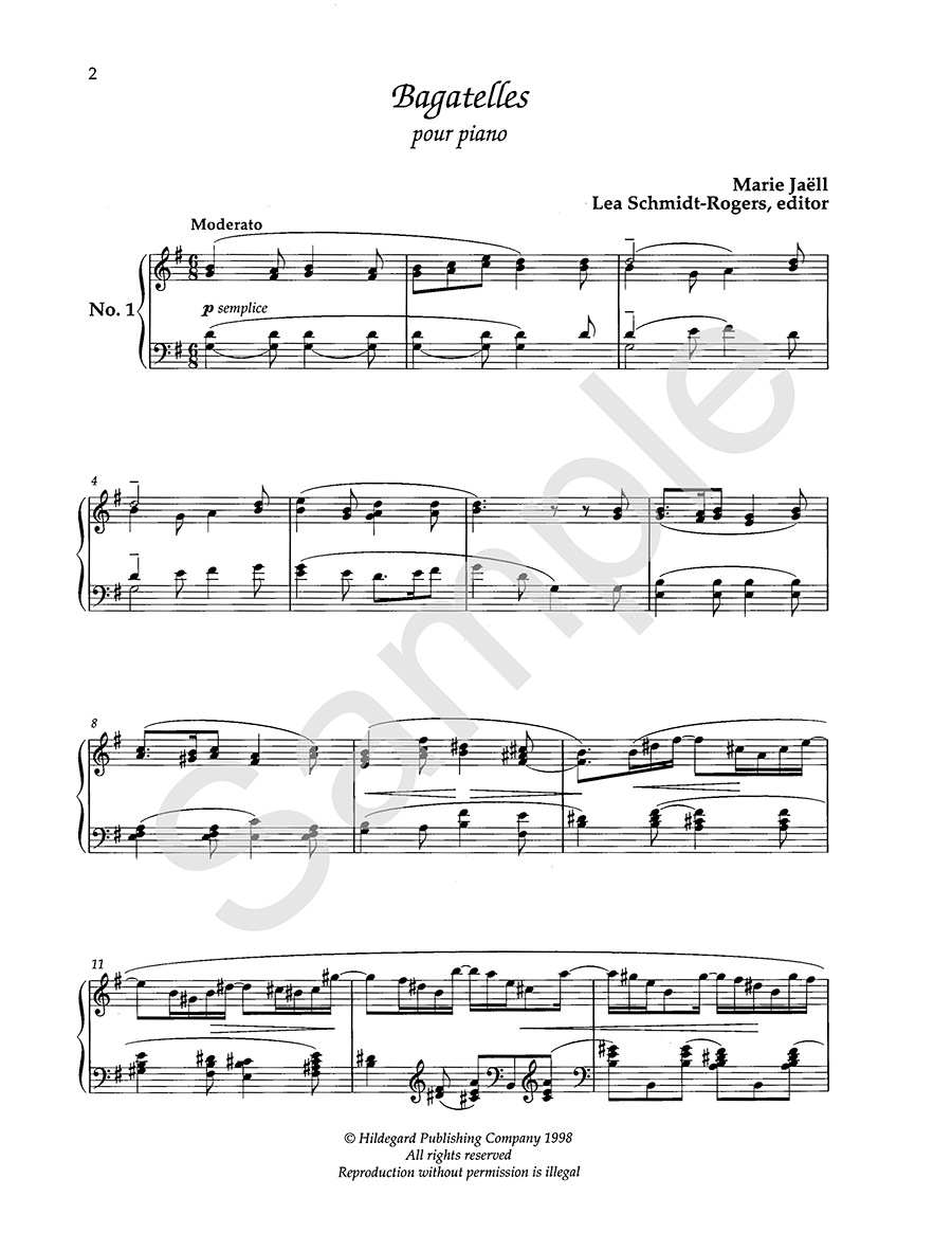 Hildegard French Character Pieces Jaëll noty pro klavír střední