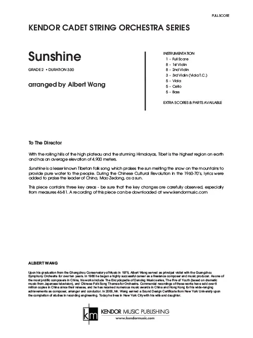 Kendor Music Sunshine Full Score partitura 3:30