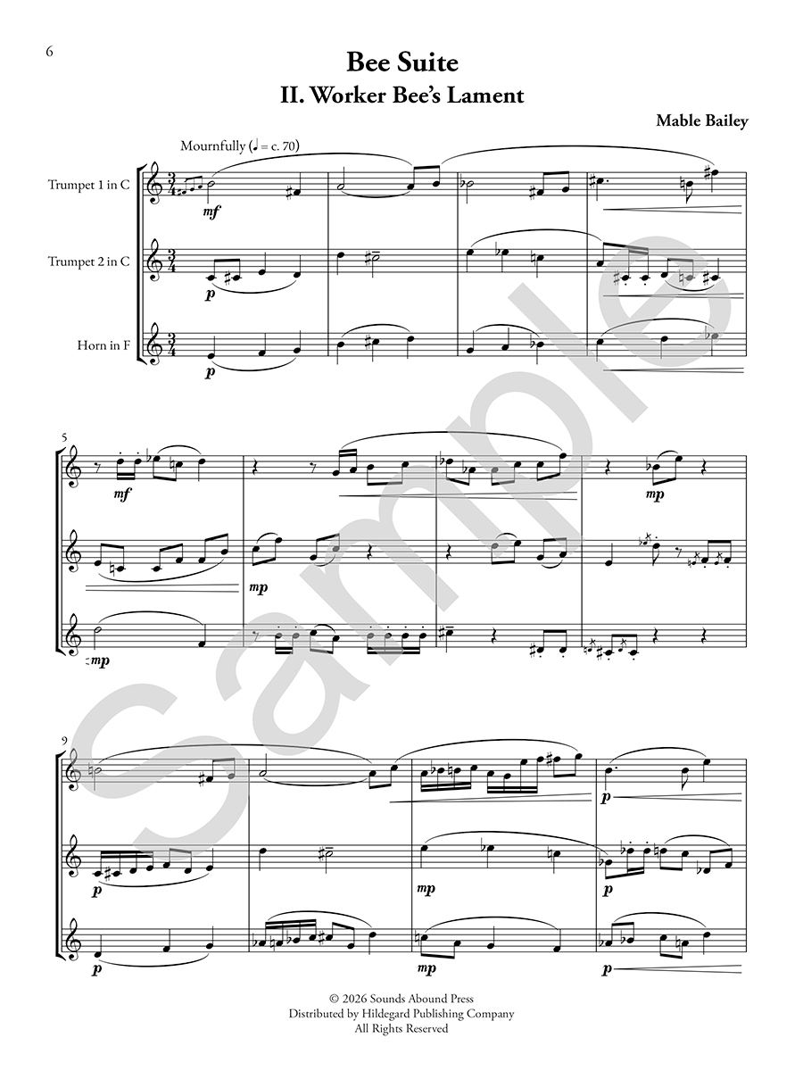 Hildegard Bee Suite Mable Bailey noty pro žesťové trio