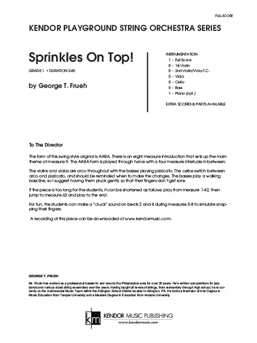 Kendor Music Sprinkles On Top! partitura full score D dur