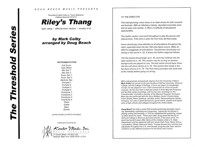 Kendor Music Riley’s Thang partitura pro jazz band swing