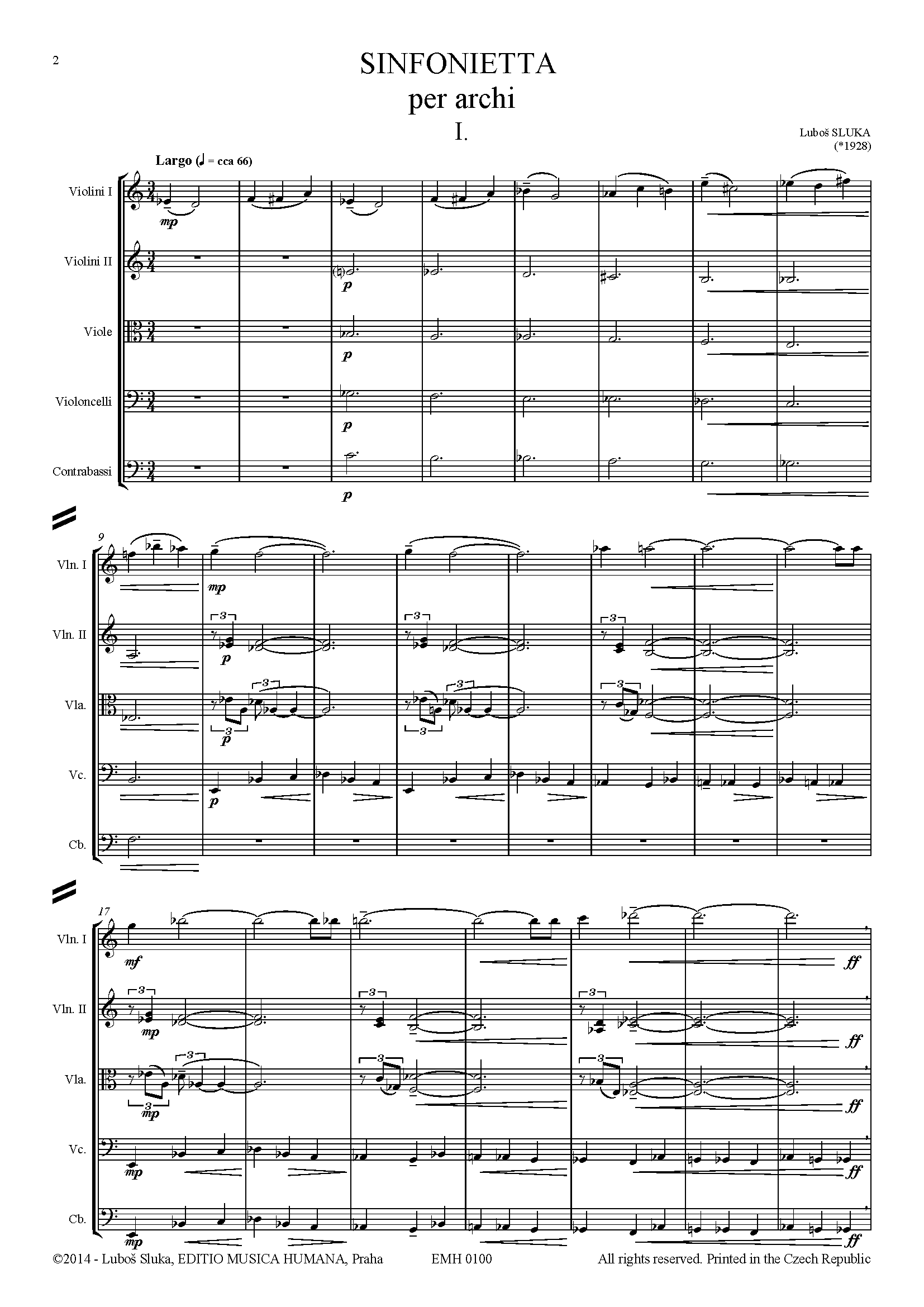 Editio Musica Humana Sinfonietta per archi partitura 66 stran